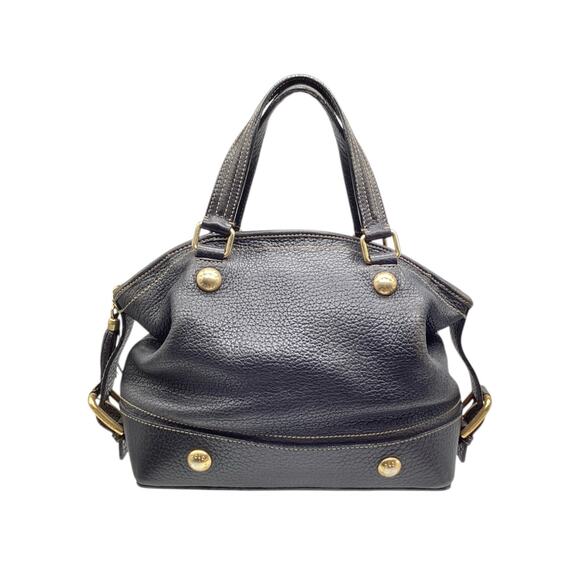 Dolce & Gabbana Top Handle Bag Pebbled Leather with Gold Hardware